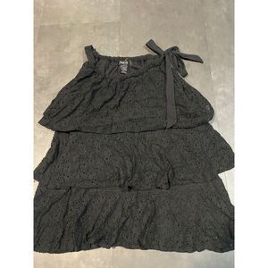 Style & Co Black Lace Sleeveless shirt with Bow Tie Waist B-216